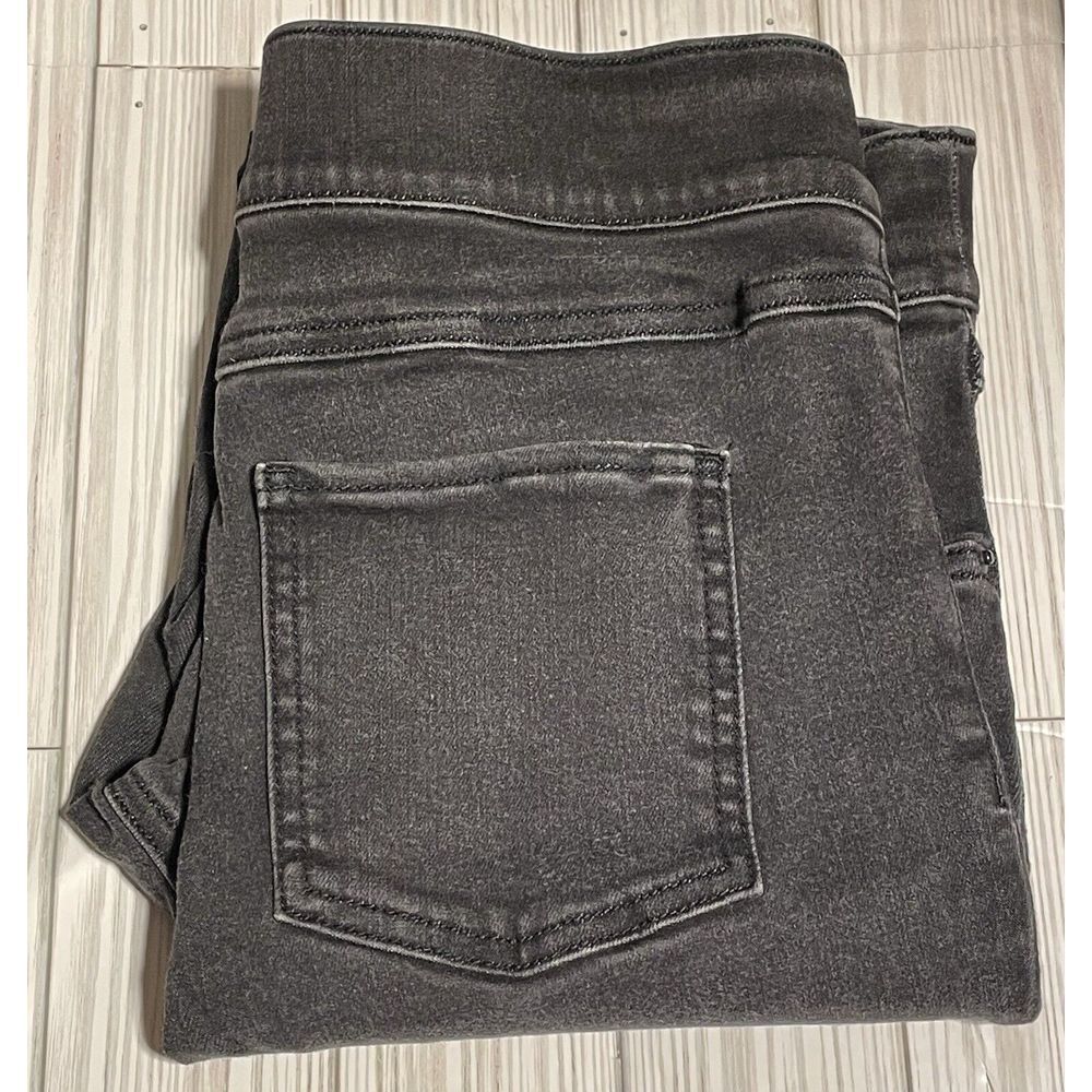 Spanx Distressed Denim Legging Women's‎ Size Medium Pull On Frayed Raw Hem Black